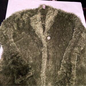 Cozy Olive Green Teddy Jacket one of a Kind